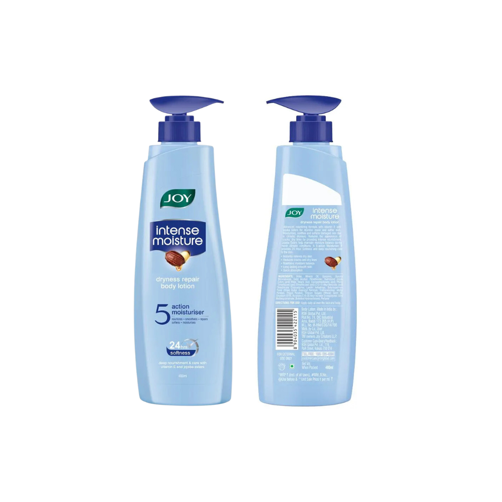 Joy Intense Moisture Body Lotion with 24-hour Softness and Deep Nourishing Skincare -  Dryness Repair-  Contains Vitamin E and Jojoba Esters - 400ml