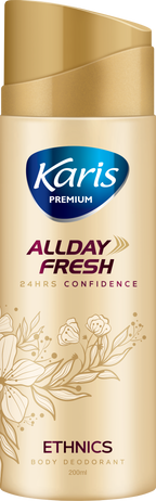 Karis Premium All Day Fresh Ethnics - Body Deodorant - Provides 24 hrs of Odor Protection - Keeps you Fresh and Active - 200 ml