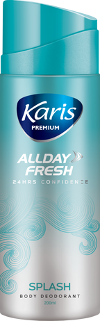 Karis Premium All Day Fresh Splash  - Body Deodorant - Provides 48 hrs of Odor Protection - Keeps you Fresh and Active - 200 ml