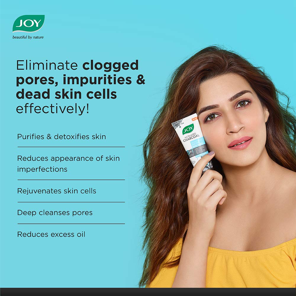 Joy Skin Purifying + Deep Detox Face Wash 5 in 1 Dermatologically Tested Formula No Paraben and No Alcohol Help Draw Microparticles Activated Charcoal 150ml