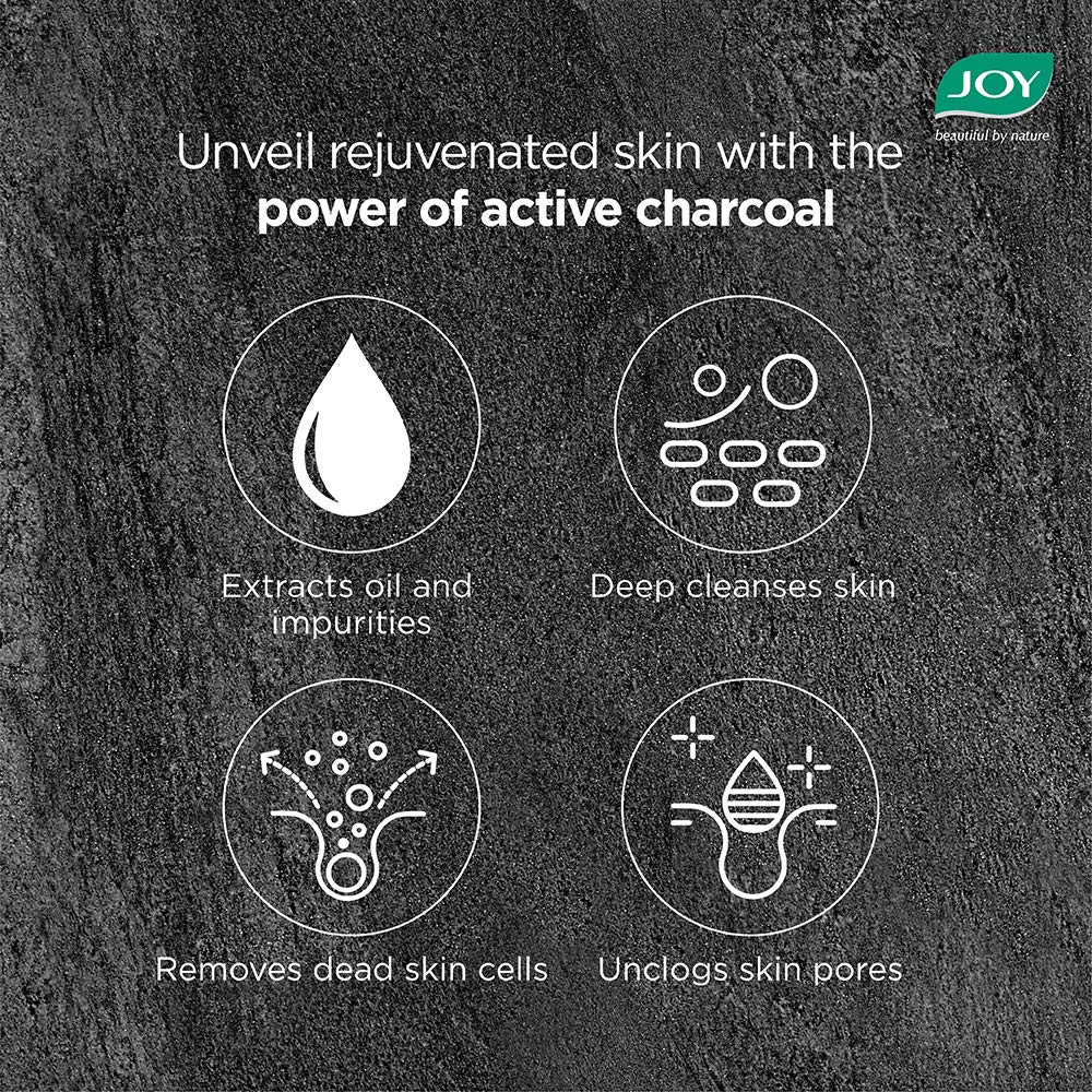 Joy Skin Purifying + Deep Detox Face Wash 5 in 1 Dermatologically Tested Formula No Paraben and No Alcohol Help Draw Microparticles Activated Charcoal 150ml