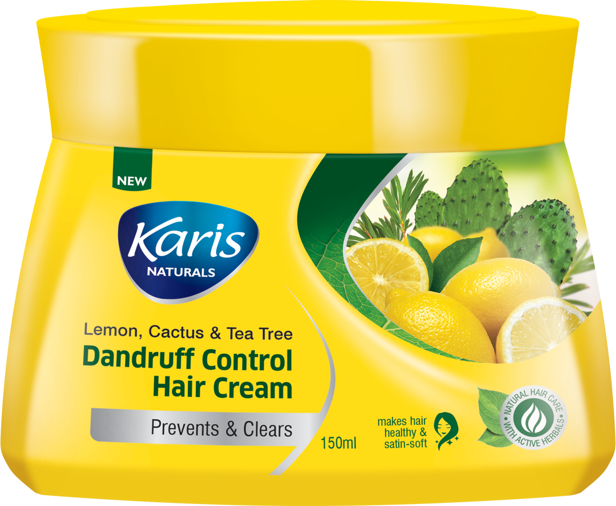 Karis Naturals Dandruff Control Hair Cream  - Infusion Lemon, Cactus & Tea Tree - Prevents & Clears Dandruff - 150 ml