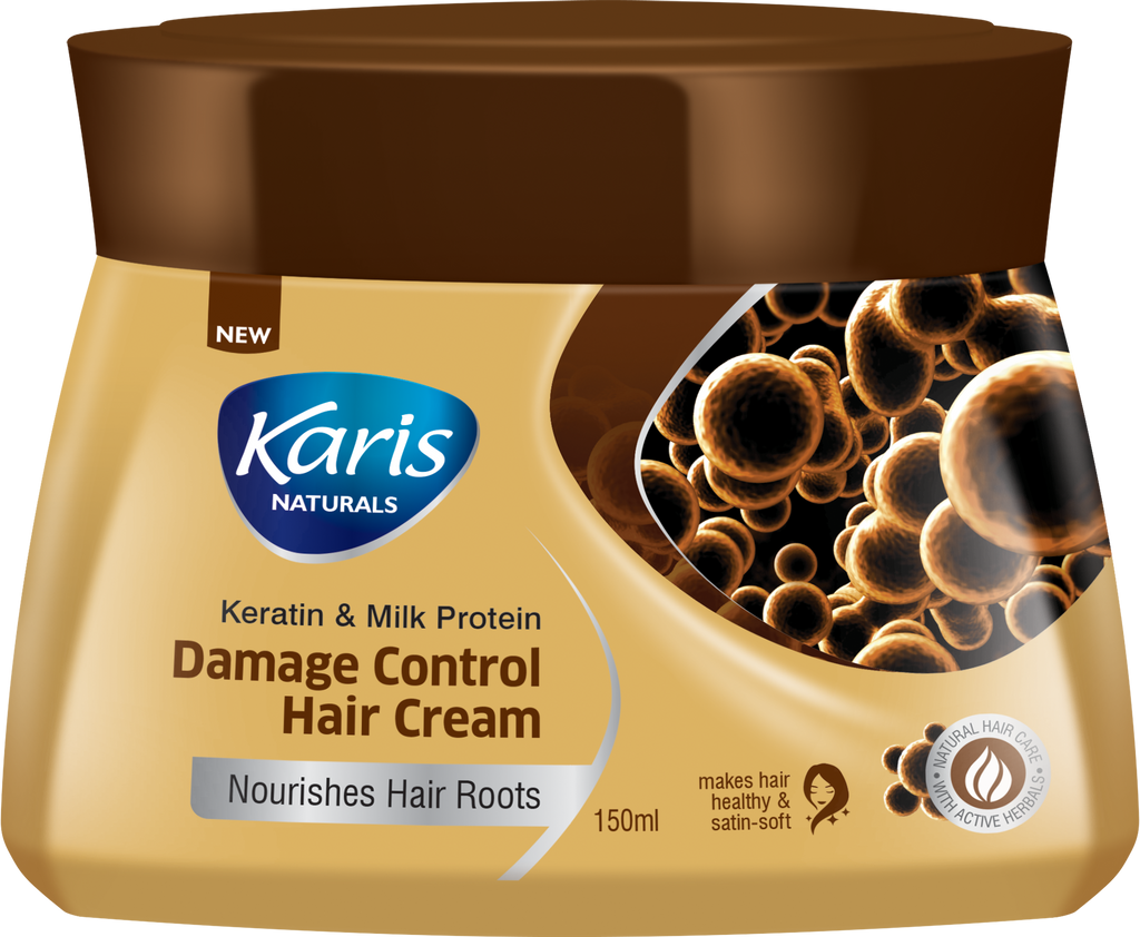 Karis Naturals Damage Control Hair Cream  - Infusion of Keratin & Milk Protein - Nourishes Hair Roots - 150 ml