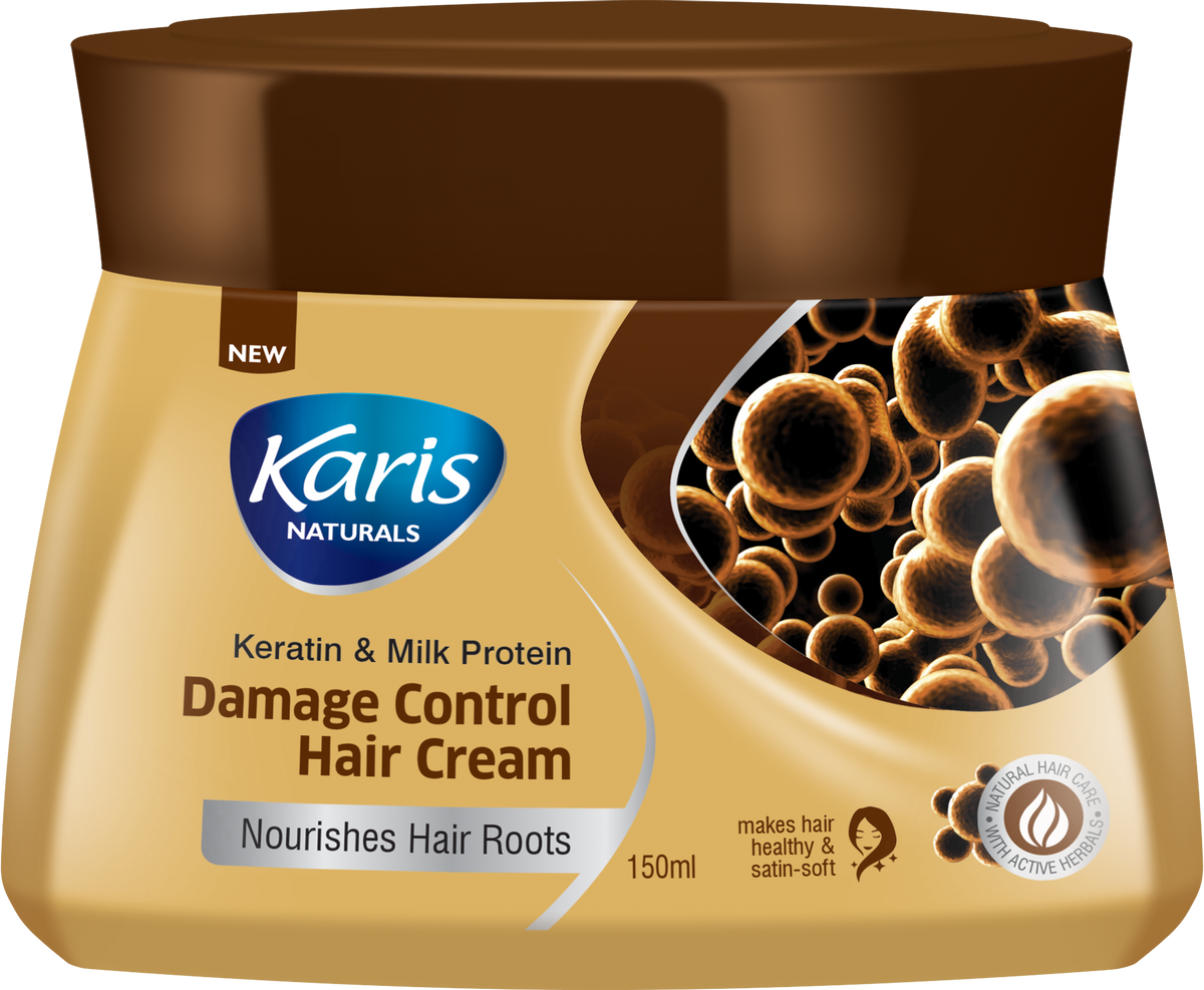 Karis Naturals Damage Control Hair Cream  - Infusion of Keratin & Milk Protein - Nourishes Hair Roots - 150 ml
