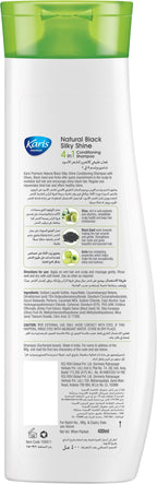 Karis Premium Natural Black Silky Shine 4 in 1 Conditioning Shampoo - With Olives, Black Seed Oil & Amla Extracts - Revitalizes Dull Hair - Smoothens Hair - 400 ml