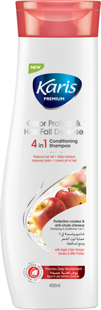 Karis Premium Colour Protection & Hair Fall Defense - Improves Luster & Lowers pH of Hair - With Apple Cider Vinegar Keratin & Milk Protein - 400 ml