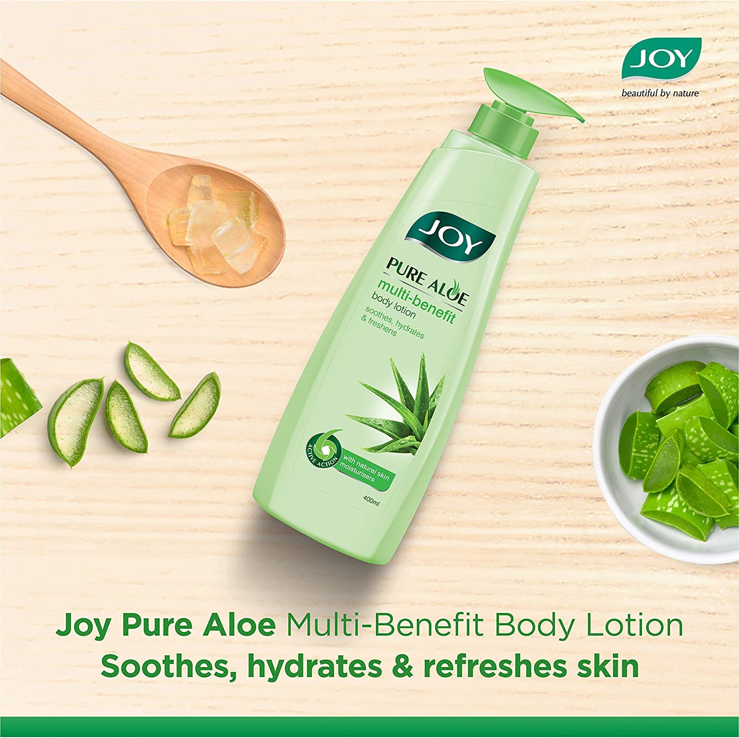 Joy Pure Aloe Multi-benefit Body Lotion Moisturisation, Soothing and Brightening Anti-ageing, Anti-pollutant for Normal to Oily Skin  400ml
