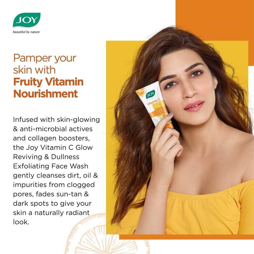 Joy Vitamin C Facewash Brightening and Glowing Powerful Antioxidant for All Skin Types Formulated with Trusted Natural Ingredients 150ml