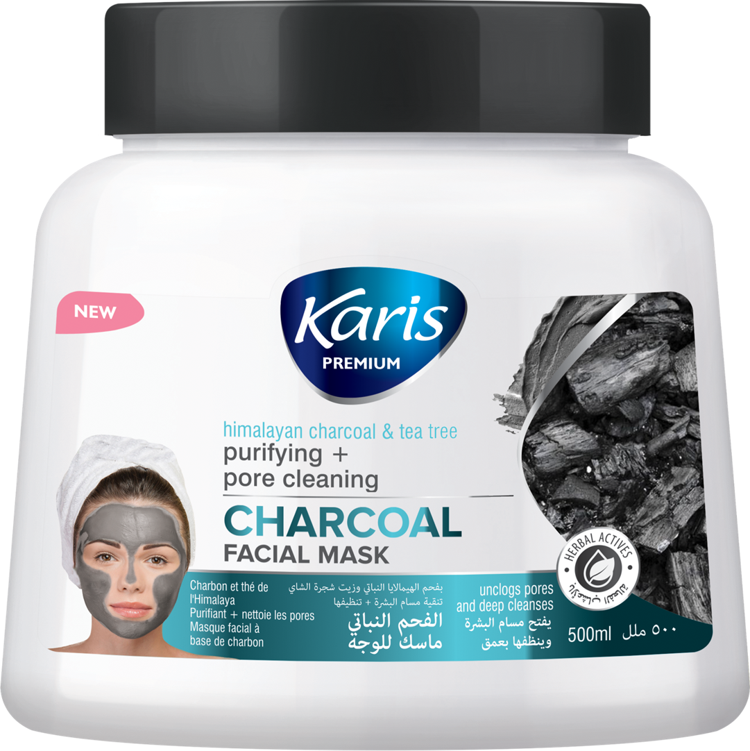 Karis Premium Purifying & Pore Cleaning - Deep Detox Facial Mask - Unclog Pores & Deep Cleanses - With Himalayan Charcoal & Tea Tree - 500ml