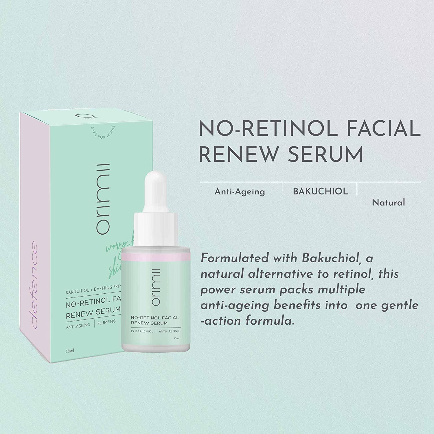 Orimii No Retinol Facial Renew Serum  1% Bakuchiol to Fight Early Signs of Ageing Breastfeeding and Pregnancy Safe Anti-Ageing Serum  30ml