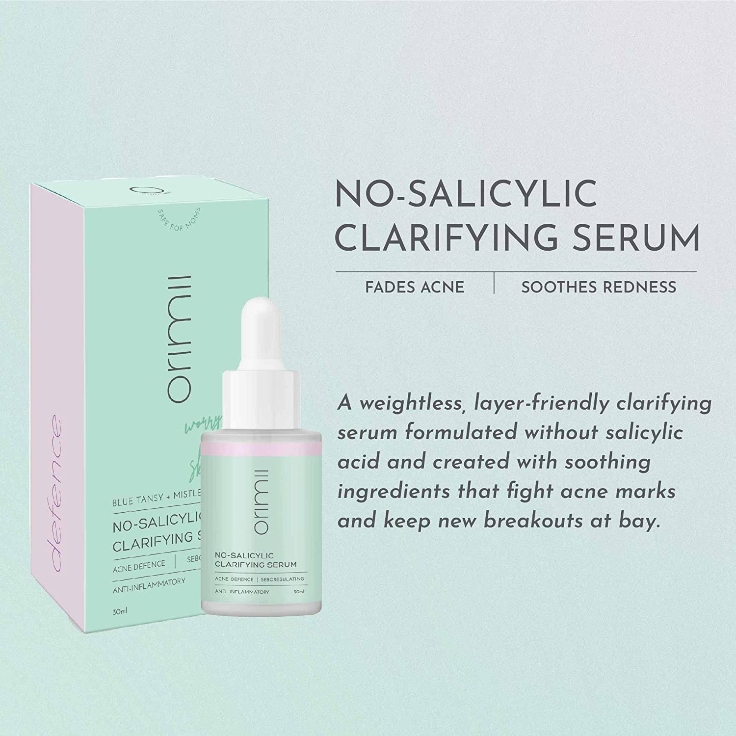 Orimii No-Salicylic Clarifying Serum 30ml Fighting Acne and Acne Marks Soothes Redness Regulating Sebum Production to Prevent Breakouts 30ml