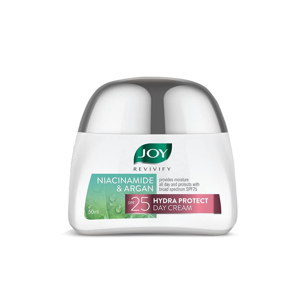 Joy Revivify Niacinamide and Argan - 100 % Vegan Product - SPF 25 HydraProtect Day Cream - UV Protection 50ml