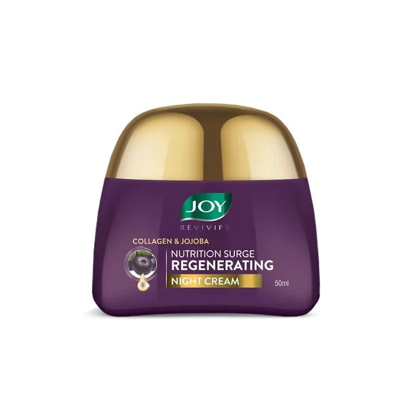 Joy Revivify Collagen and Jojoba Cream - 100% Vegan - Helps Fight Premature Aging and Dark Spots - Nutrition Surge Regenerating Night Cream - 50ml