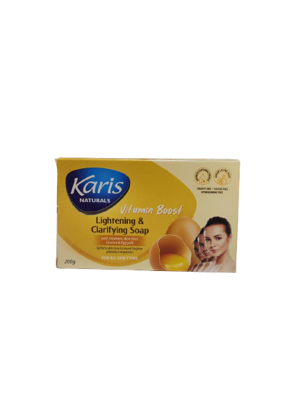 Karis Naturals Lightening & Clarifying Soap  - With Vitamins. Aloe Vera Licorice & Egg Yolk - Lightens Skin Tone  - For All Skin Types -  200 g