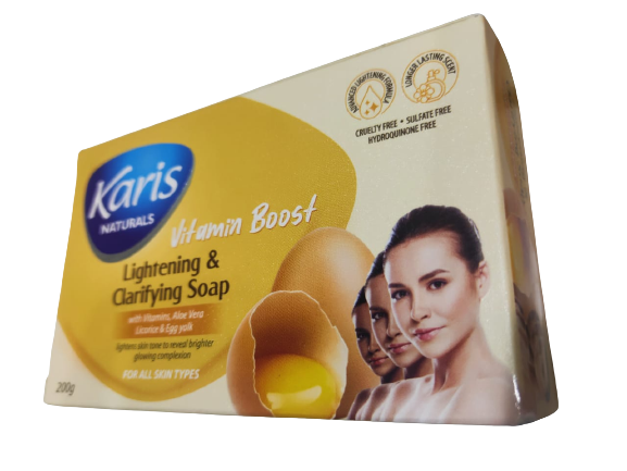Karis Naturals Lightening & Clarifying Soap  - With Vitamins. Aloe Vera Licorice & Egg Yolk - Lightens Skin Tone  - For All Skin Types -  200 g