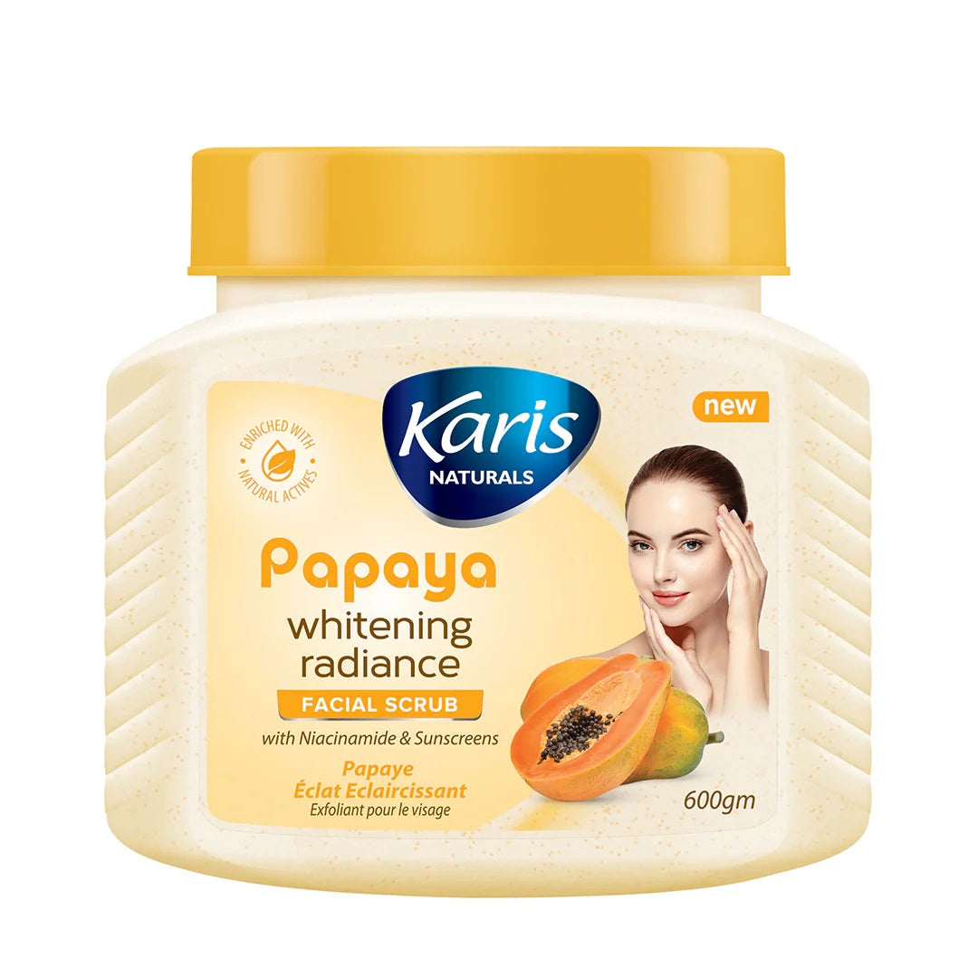 Karis Naturals Papaya Whitening Radiance Facial Scrub  - With Niacinamide & Sunscreens - Helps Brighten Overall Complexion - 600 gm