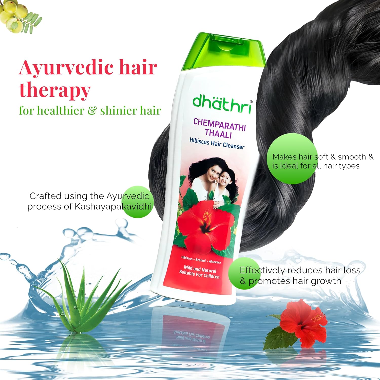 Dhathri  Chemparathi Thaali - Paraben Free - Natural Hair Wash - Enriched with Hibiscus, Brahmi, Aloe vera - 100 ml