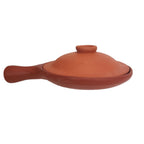 Pavithram Clay Products Kitchen Cookware (Handle Type) - Traditional Art and Craft - 7.5 Inches - Red