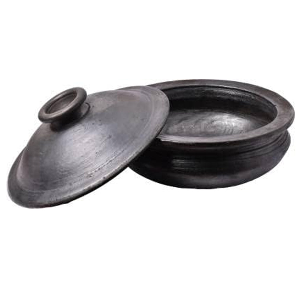 Pavithram Clay Products Fish/Chicken Pot 10.5"  - Traditional Art and Craft - Black