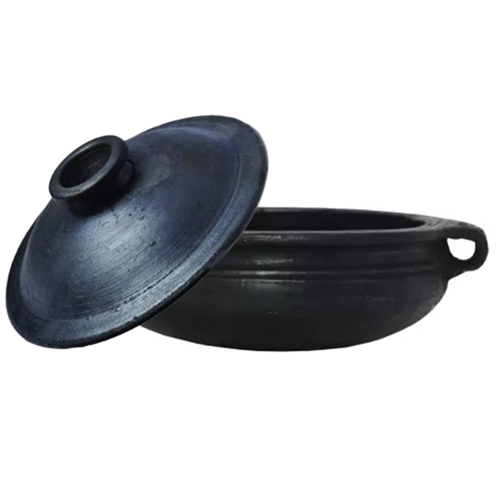 Pavithram Clay Products Warp Chatty Big  - Traditional Art and Craft - 9.5 Inches - Black