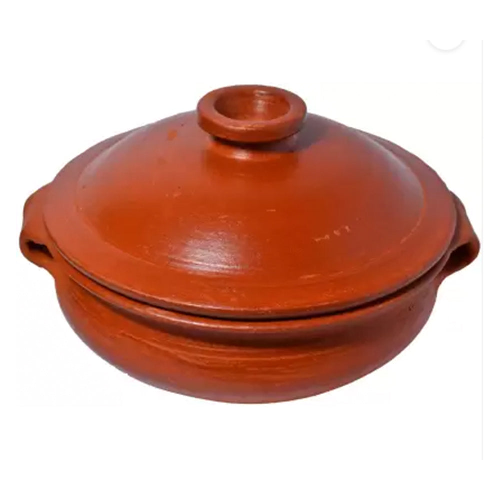 Pavithram Clay Products Warp Chatty Big  - Traditional Art and Craft - 9.5 Inches - Red