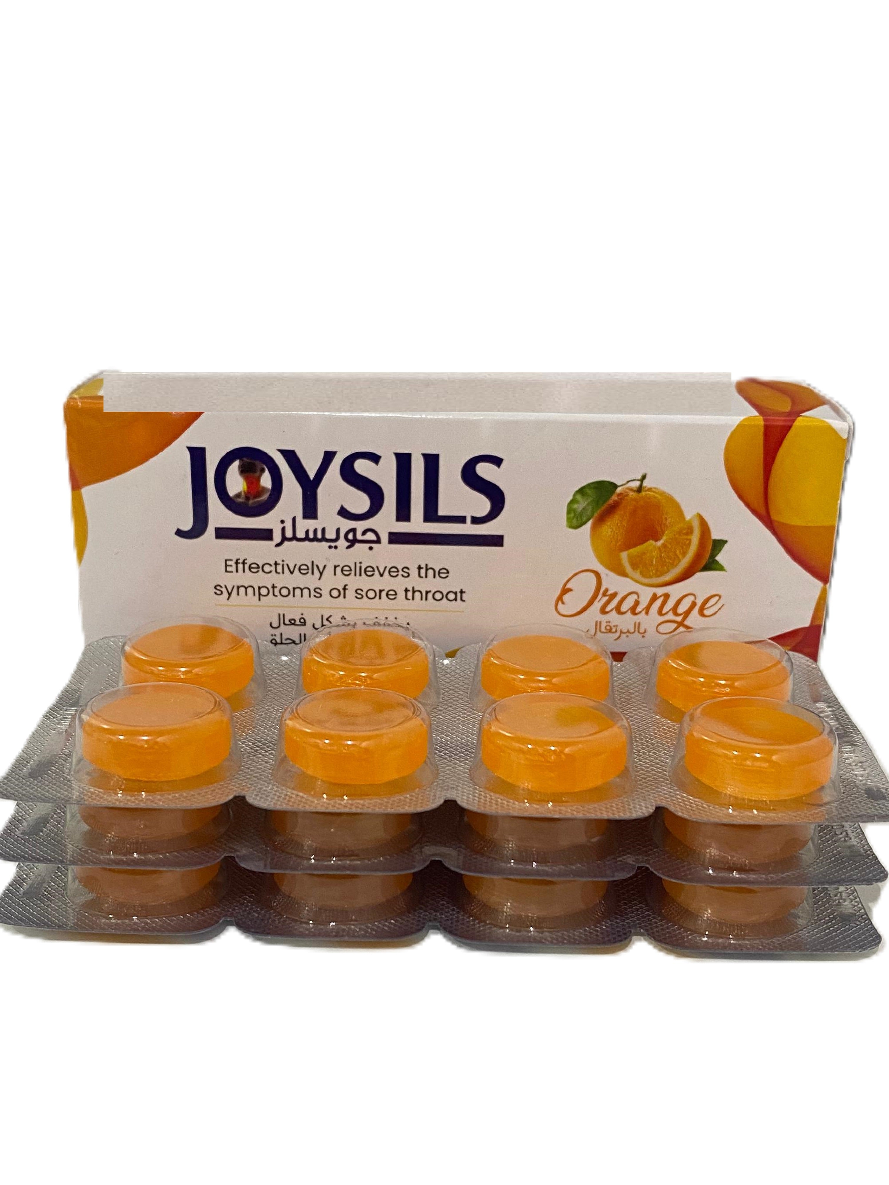 Joysils Lozenges Orange - Relieves thre Symptoms of Sore Throat - 24 Lozenges