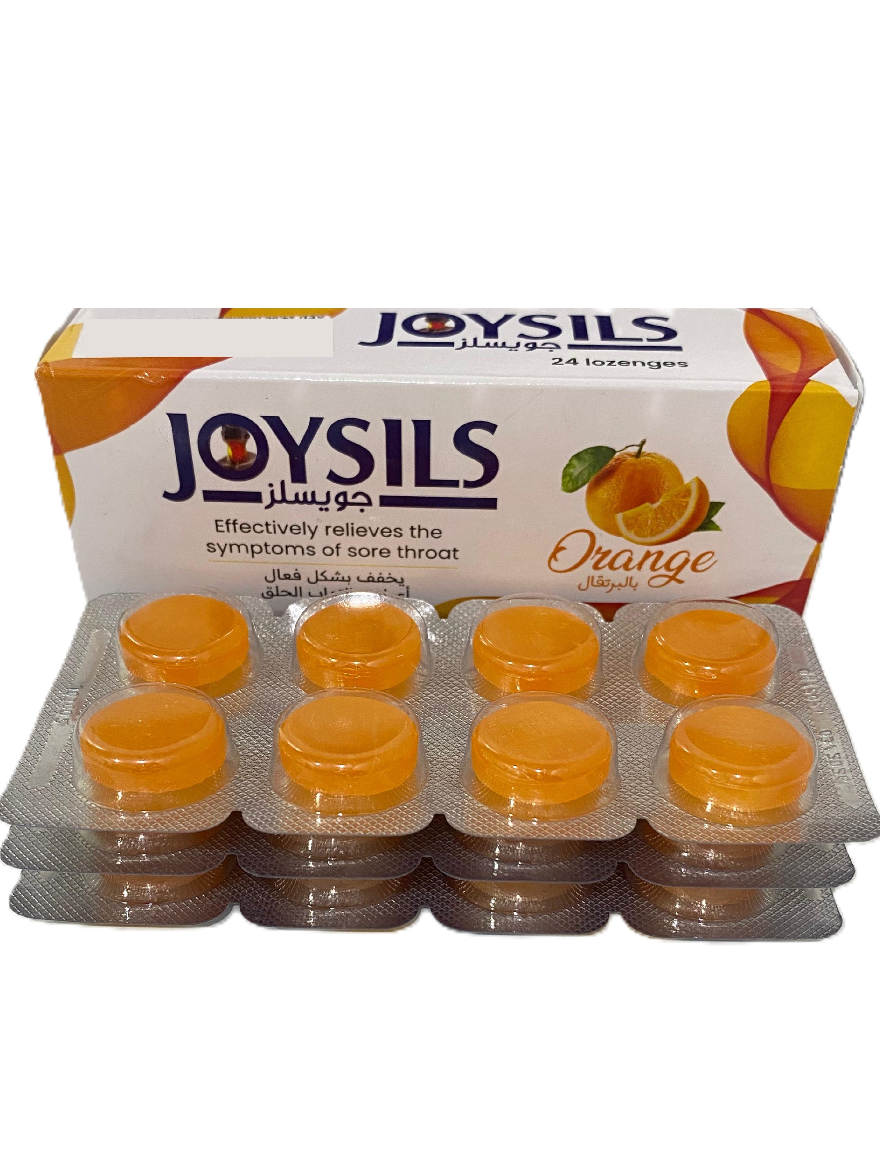 Joysils Lozenges Orange - Relieves thre Symptoms of Sore Throat - 24 Lozenges