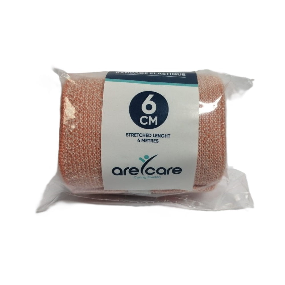 Arecare Elastic Bandage  - Stretches Upto 4 meters - Adjustable Compression - Cotton Bandage - For Pain Relief & Injuries - 6 cm