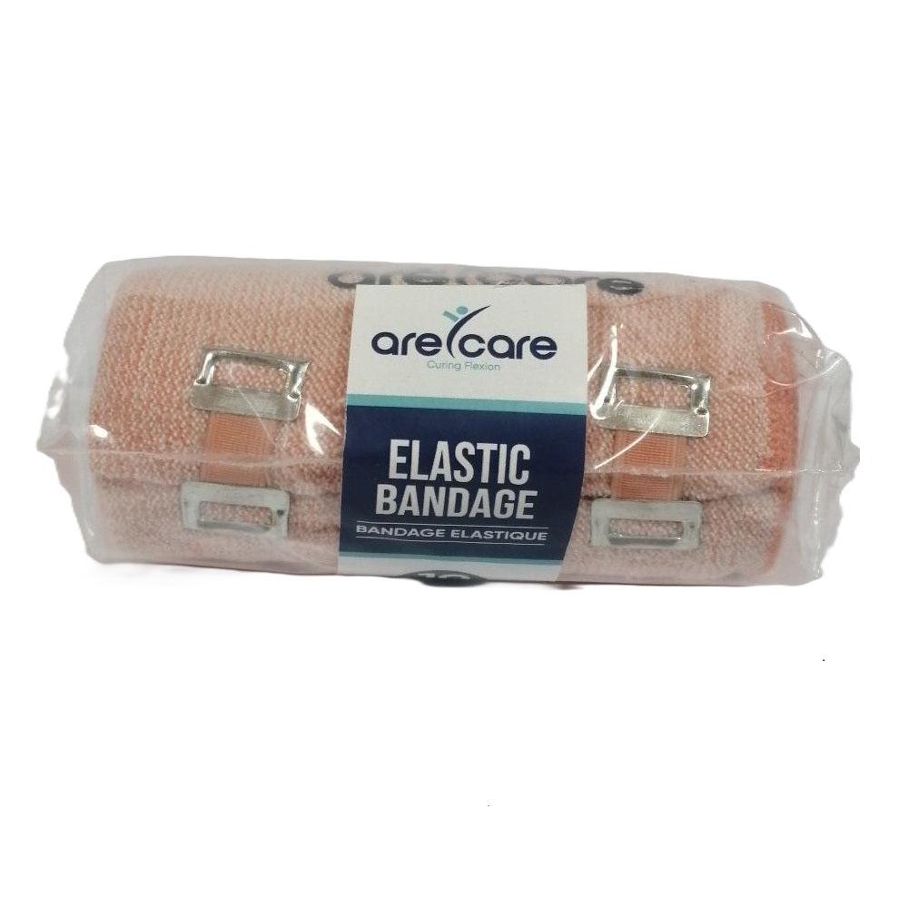 Arecare Elastic Bandage  - Stretches Upto 4 meters - Adjustable Compression - Cotton Bandage - For Pain Relief & Injuries - 10 cm