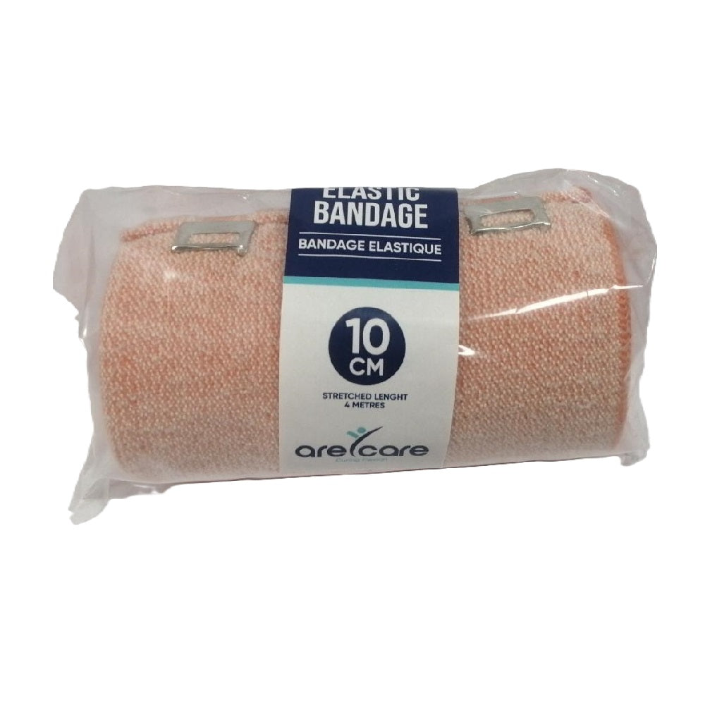 Arecare Elastic Bandage  - Stretches Upto 4 meters - Adjustable Compression - Cotton Bandage - For Pain Relief & Injuries - 10 cm