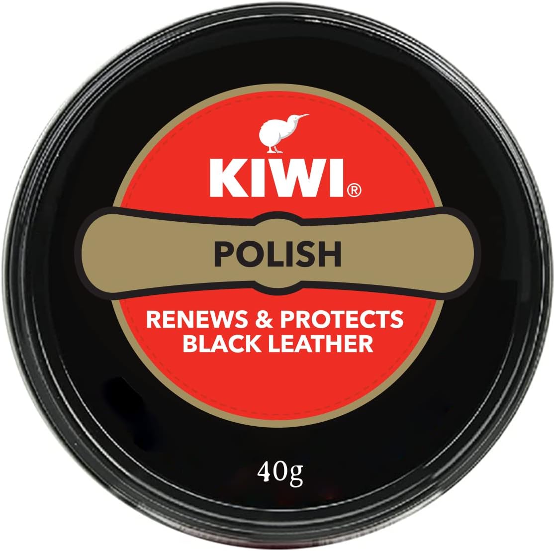 Kiwi  Paste Shoe Polish Black - Enhanced Color - Glossy Finish - Easy Application - Travel-Friendly Size - 40g