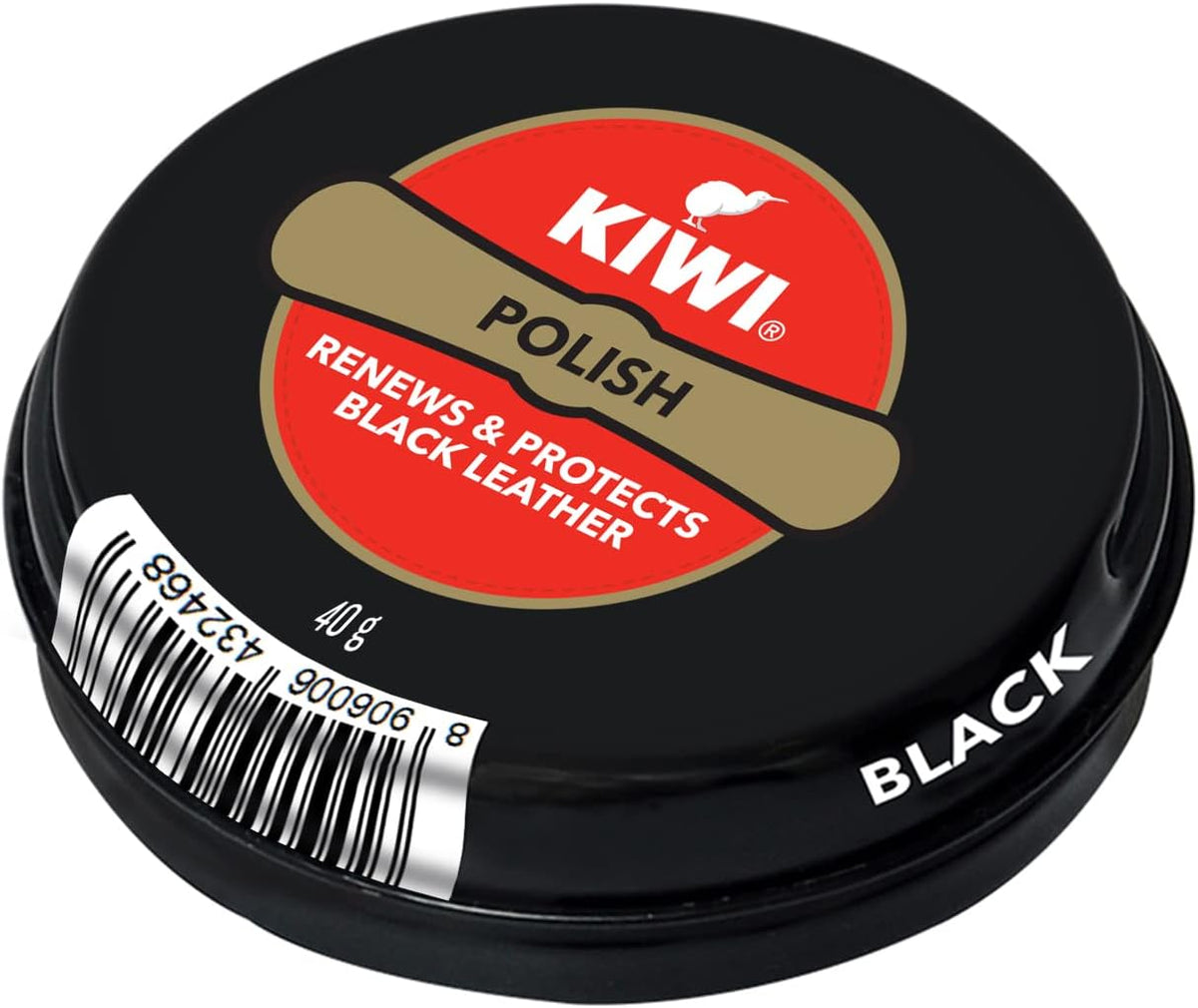 Kiwi  Paste Shoe Polish Black - Enhanced Color - Glossy Finish - Easy Application - Travel-Friendly Size - 40g