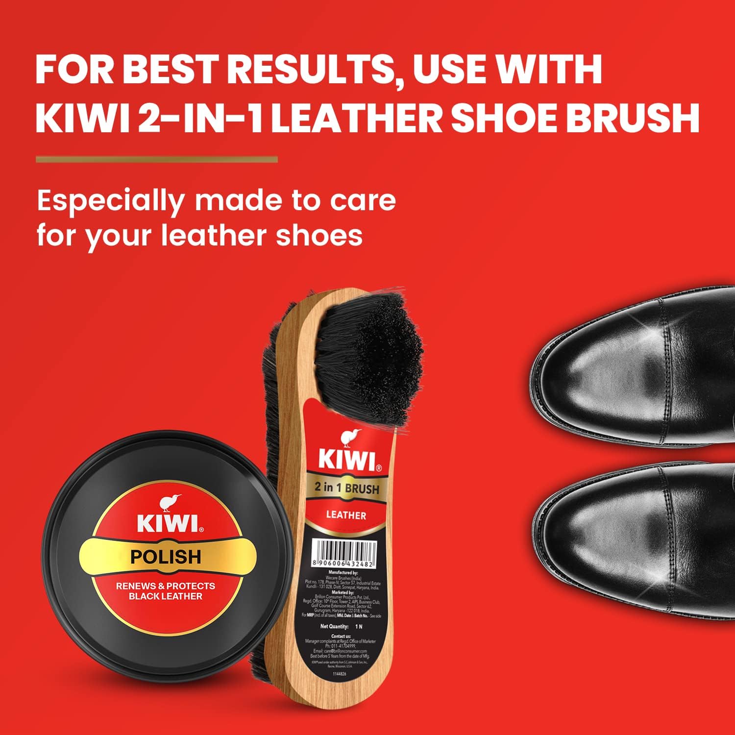 Kiwi  Paste Shoe Polish Black - Enhanced Color - Glossy Finish - Easy Application - Travel-Friendly Size - 40g