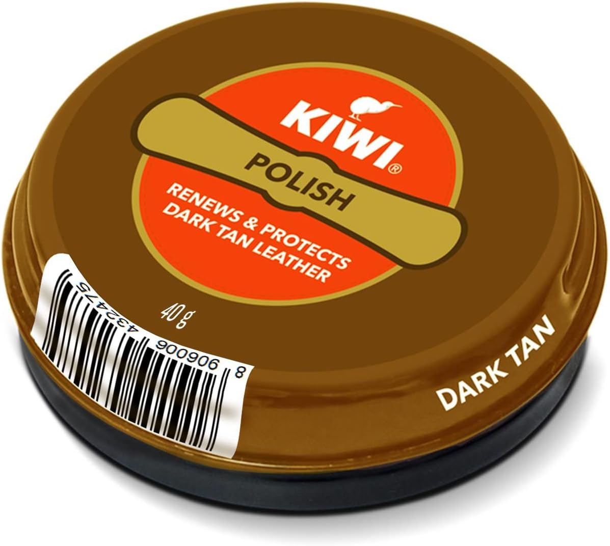 Kiwi Paste Shoe Polish Dark Tan  - Enhanced Color - Glossy Finish - Easy Application - Travel-Friendly Size - 40g