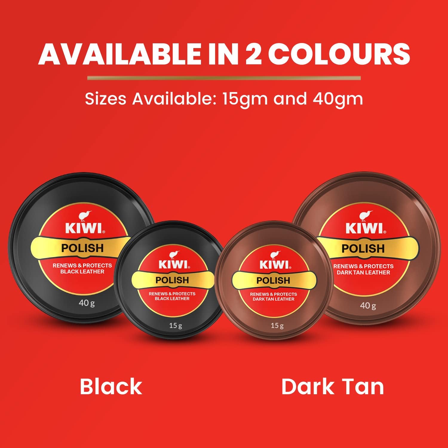 Kiwi Paste Shoe Polish Dark Tan  - Enhanced Color - Glossy Finish - Easy Application - Travel-Friendly Size - 40g