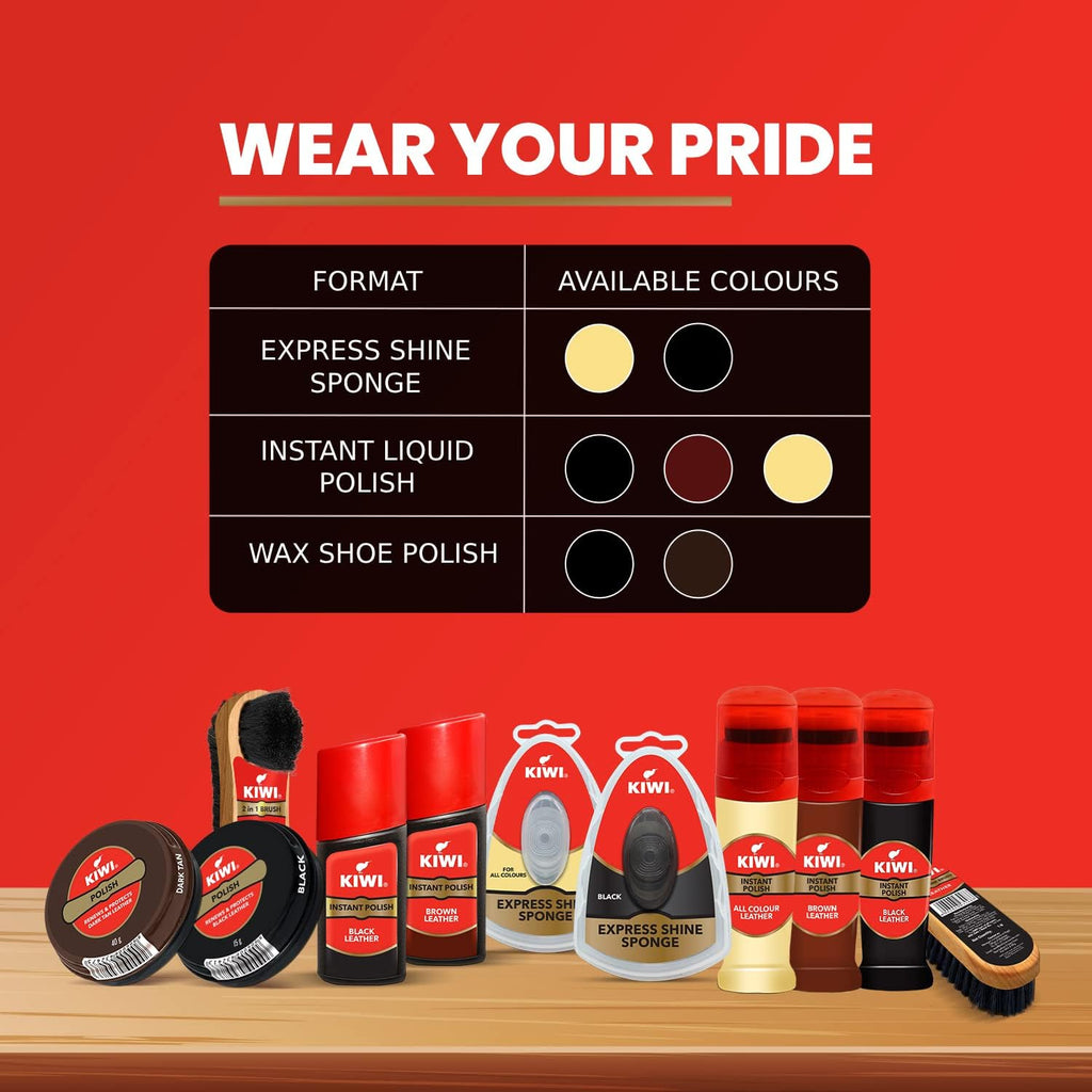 Kiwi Paste Shoe Polish Dark Tan  - Enhanced Color - Glossy Finish - Easy Application - Travel-Friendly Size - 40g