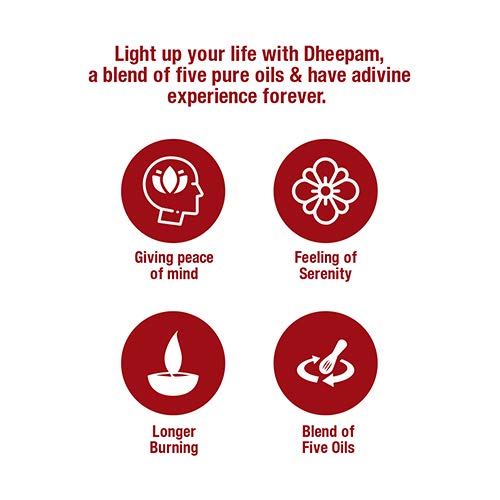 Dheepam  Lamp Oil with Wicks  - Blend of 5 Oils  - Pure and High-Quality Oil - 1 L
