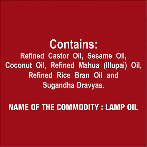 Dheepam  Lamp Oil with Wicks - Blend of 5 Oils  - Pure and High-Quality Oil - 500 ml