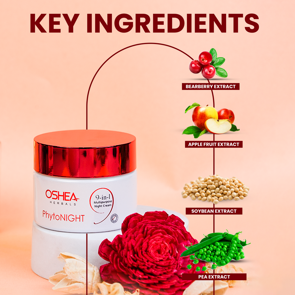Oshea Herbals Phytonight Night Cream - 9 in 1 Multipurpose Night Cream - Brightens Dull Skin & Minimize the Pores - Provides Nourishment - Reduces Lines & Wrinkles - 50 grams