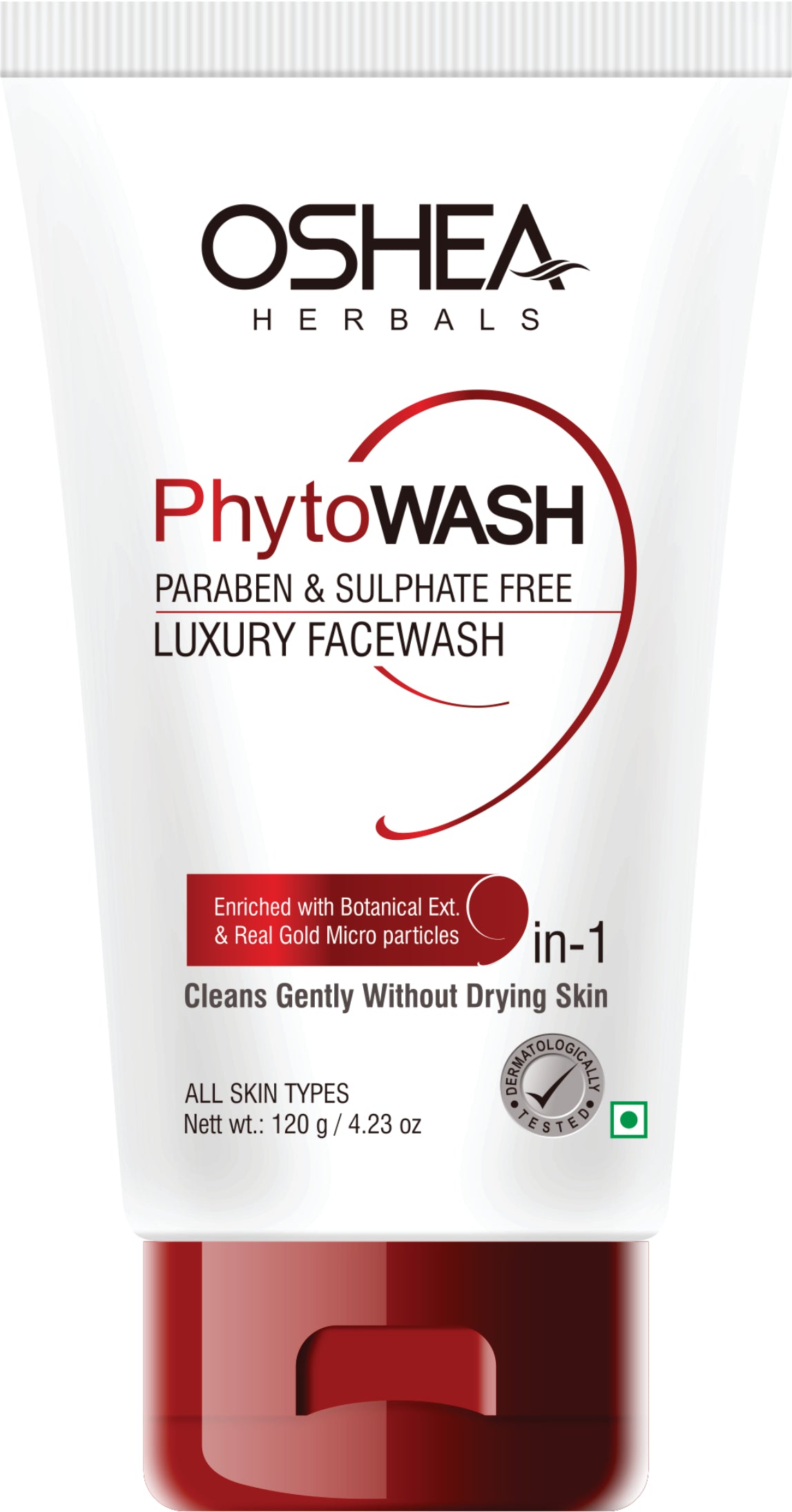 Oshea Herbals PhytoWash Paraben & Sulfate Free Luxury Facewash - Enriched with Botanical Extracts & Real Gold Micro Particles - Cleans Gently Without Drying Skin - 120 grams