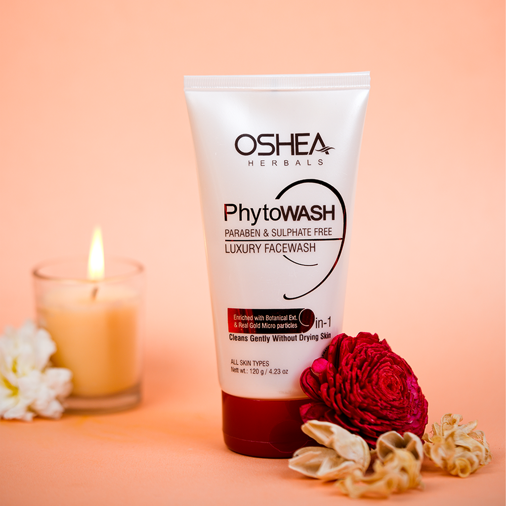 Oshea Herbals PhytoWash Paraben & Sulfate Free Luxury Facewash - Enriched with Botanical Extracts & Real Gold Micro Particles - Cleans Gently Without Drying Skin - 120 grams