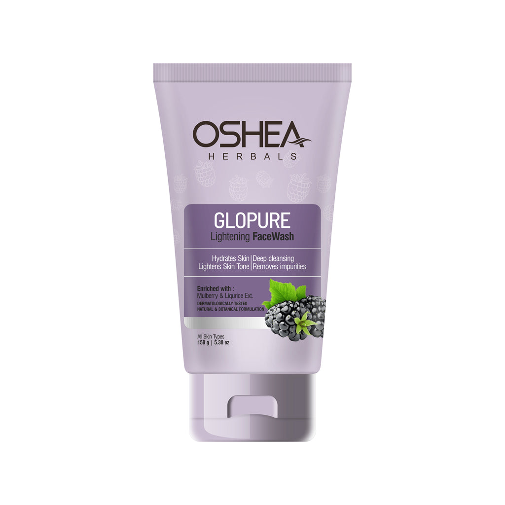 Oshea Herbals Glopure Lightening Facewash - Hydrates Skin & Deep Cleansing - Lightens Skin Tone - Removes Impurities - Enriched with Mulberry & Licorice Extract - 150 grams