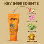 Oshea Herbals UVShield Total Protection Matte Gel SPF 60 PA+++ - High UVA & UVB Rays Protection - With Apple & Peony Flower Extract - Light Feel & Non Sticky  - 60 grams