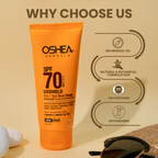 Oshea Herbals UVShield Sun Block Cream SPF 70 PA+++ - 9 in 1 Sun Block Cream - With Avocado & Watermelon Extract  - Water Resistant & Non Sticky - Anti Ageing & Wrinkles  - 60 grams