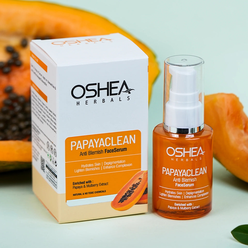 Oshea Herbals Papaya Clean Anti Blemish Face Serum - Hydrates Skin - Lightens Blemishes & Enhances Complexion - For Spotless Glow - Enriched with Papaya & Mulberry Extract - 30 ml
