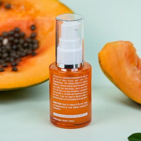 Oshea Herbals Papaya Clean Anti Blemish Face Serum - Hydrates Skin - Lightens Blemishes & Enhances Complexion - For Spotless Glow - Enriched with Papaya & Mulberry Extract - 30 ml