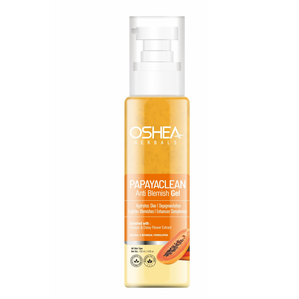 Oshea Herbals Papaya Clean Anti Blemishes Gel - Hydrates Skin - Lightens Blemishes & Enhances Complexion - For All Skin Type - Enriched with Papaya & Daisy Flower Extract - 120 ml