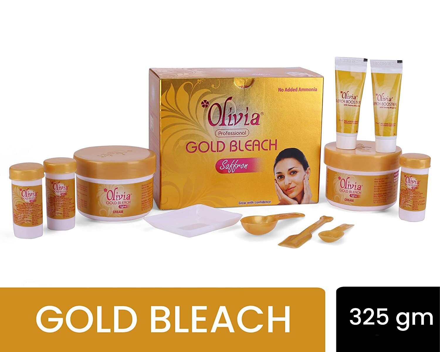 Olivia Gold Bleach with Saffron  - Glow With Confidence - No Added Ammonia - Good For 36 Uses - 325 g