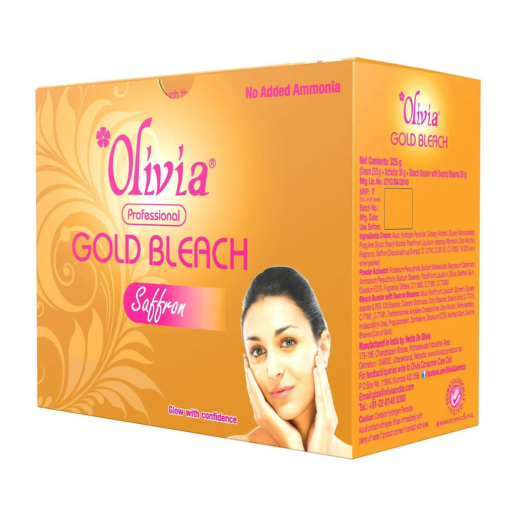 Olivia Gold Bleach with Saffron  - Glow With Confidence - No Added Ammonia - Good For 36 Uses - 325 g