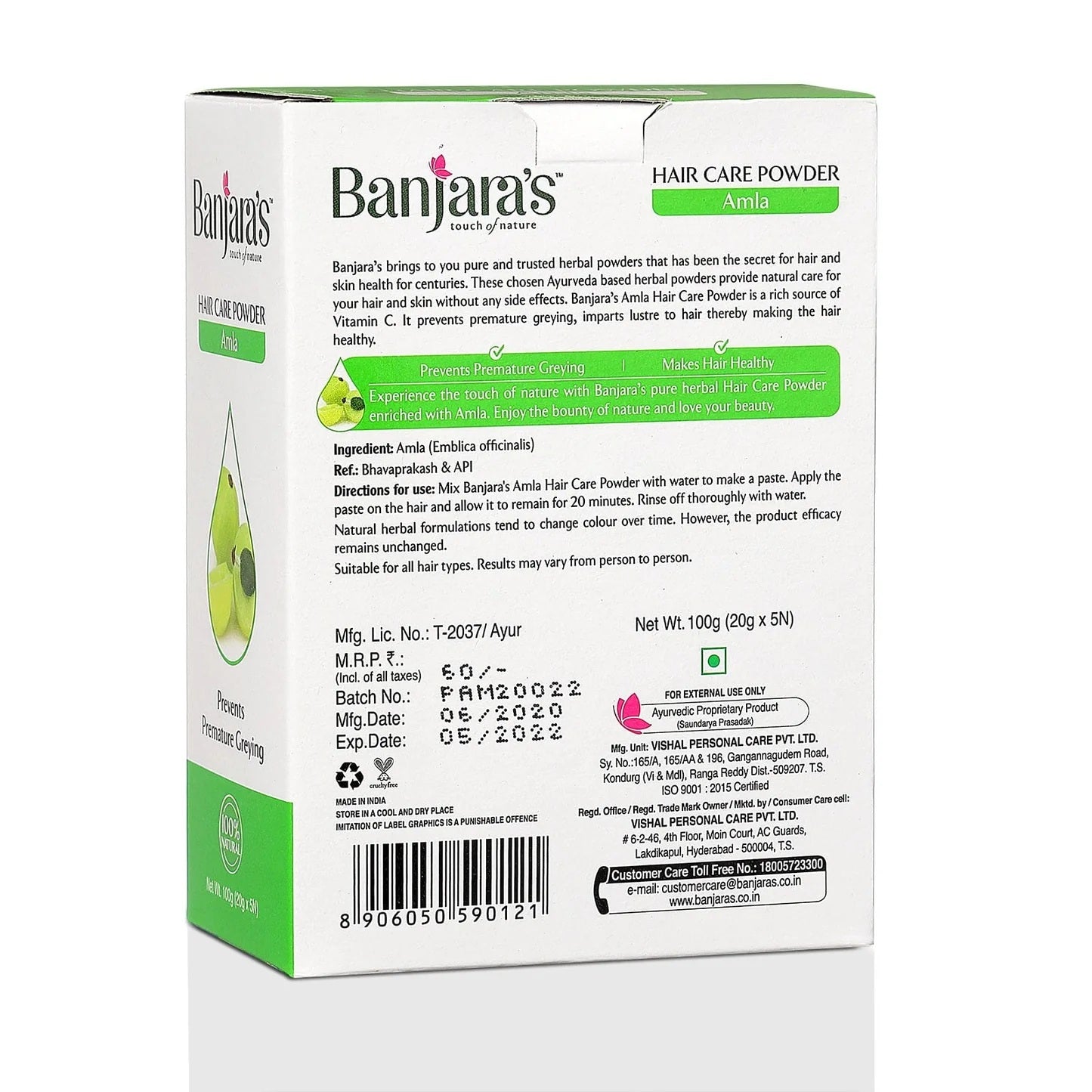 Banjara's Amla Hair Care Powder - Softens & Gently Smoothens the Hair Making it Stronger - Rich in Naturally Occurring Vitamin C - 100 Grams